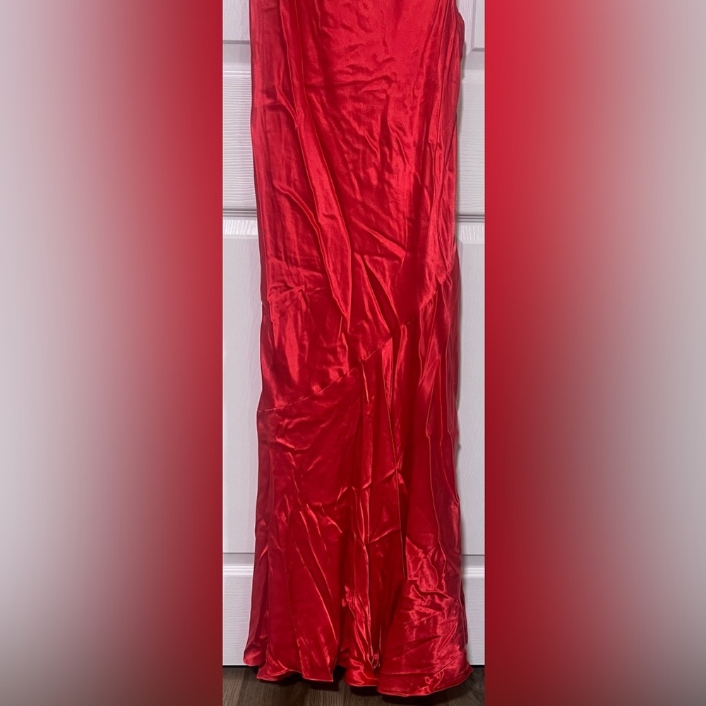 Meshki Ellison Satin Cowl Neck Gown in Red - Picture 3 of 6